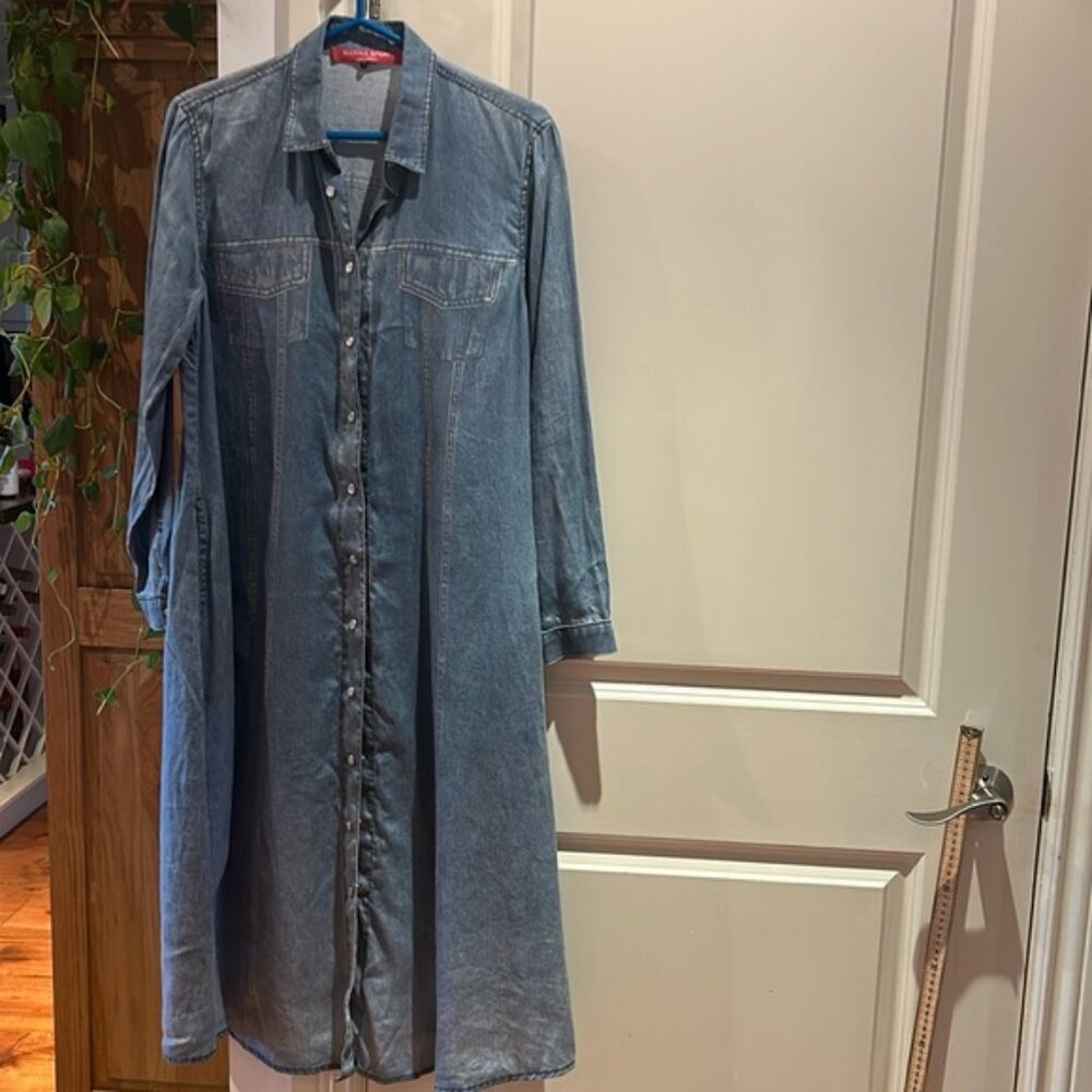 MARINA RINALDI sport denim print dress 10 Euc - Picture 3 of 15